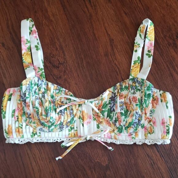 For Love And Lemons Tops - For Love & Lemons Floral Pleated Chic Feminine Fairy Cottagecore Crop Top Size M